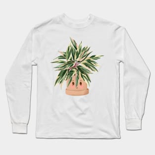 Cute Plant Illustration, Calathea Triostar Long Sleeve T-Shirt